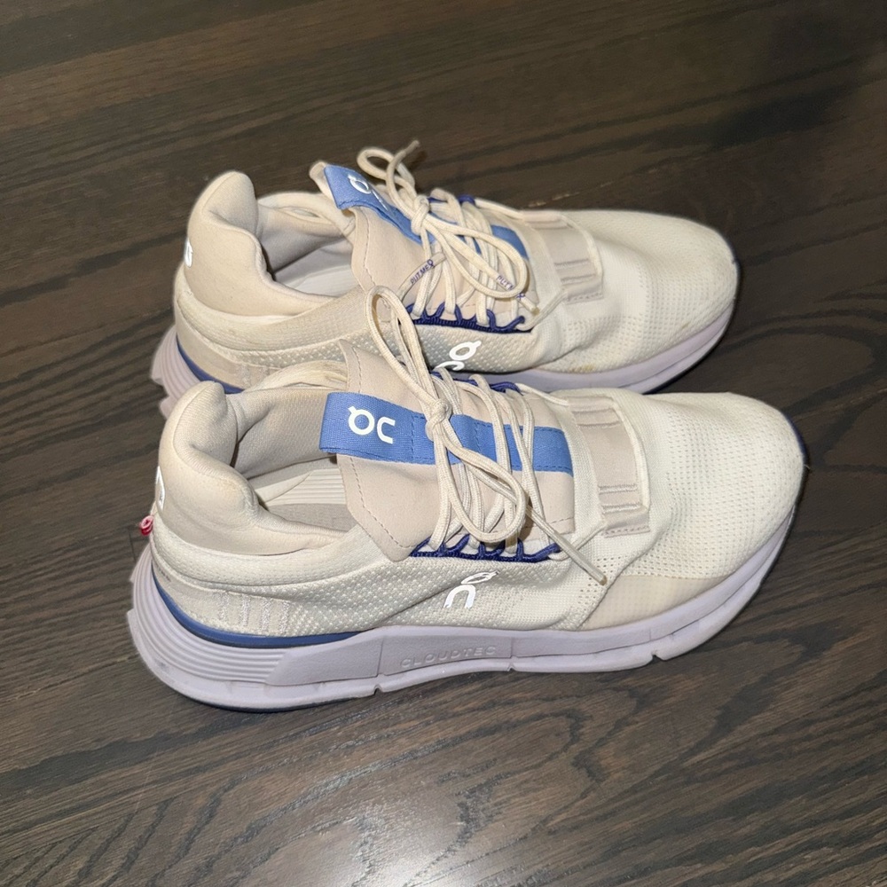 On Running white and Blue Cloudnova X